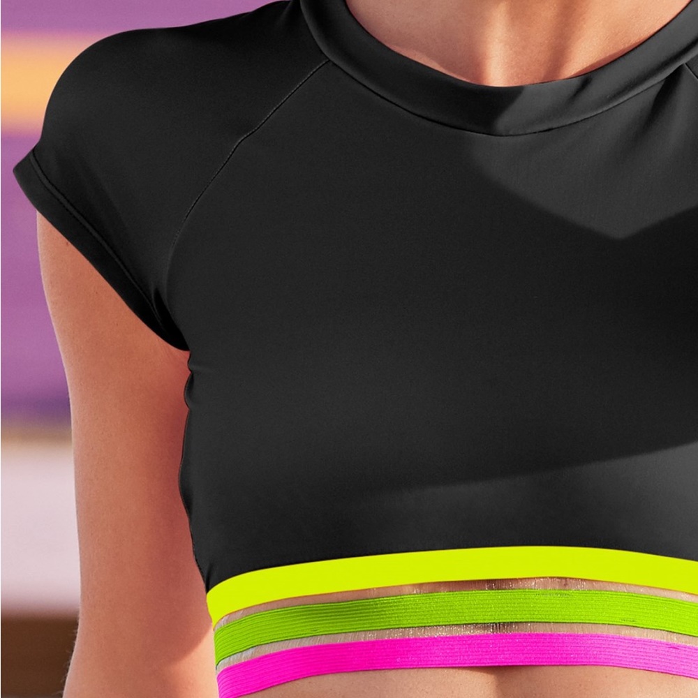 NWOT Neon Banded Rash Guard Top - Picture 5 of 9